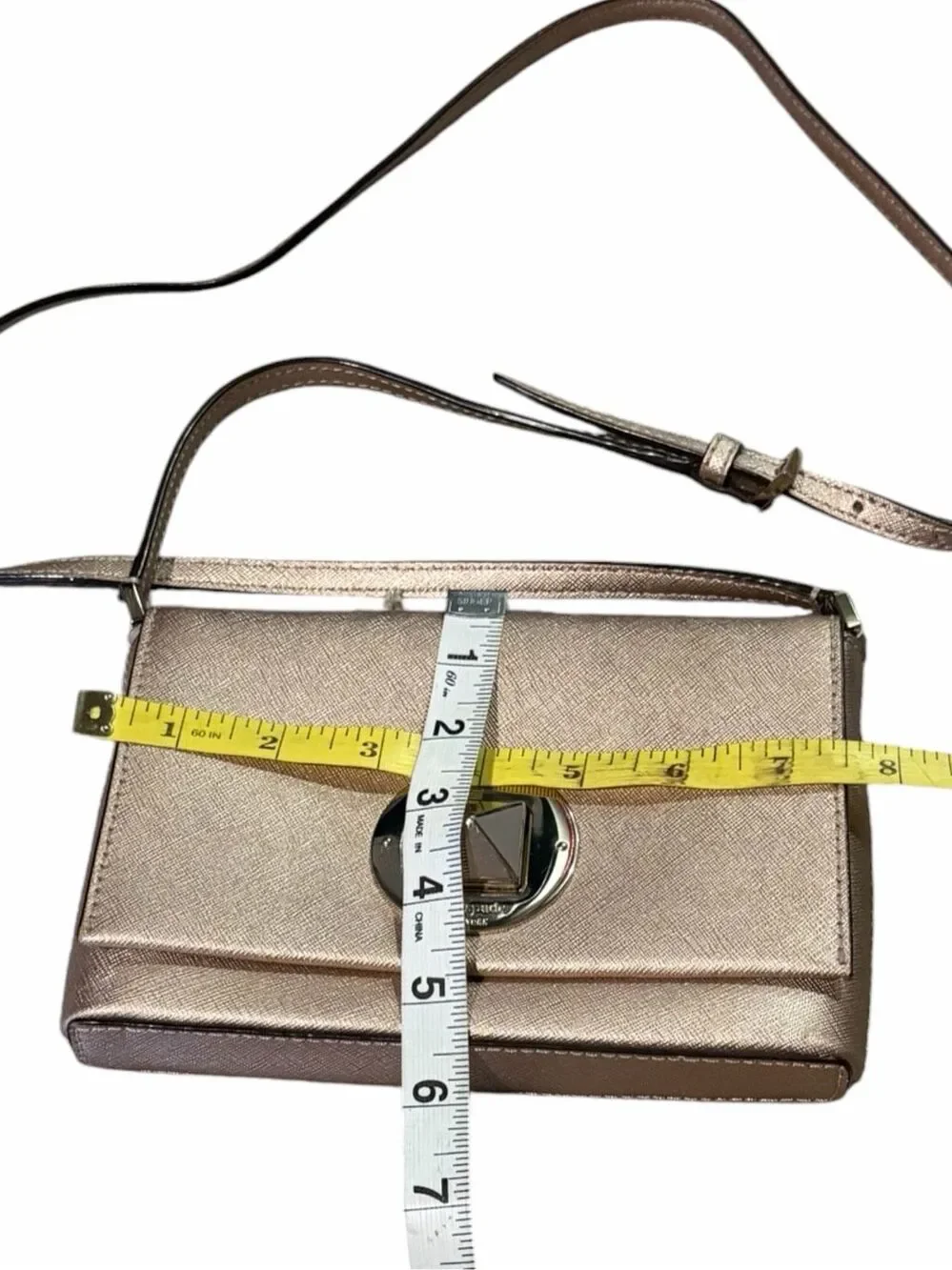 KATE SPADE Sally Newbury Lane Rose Gold Saffiano Leather Crossbody Bag